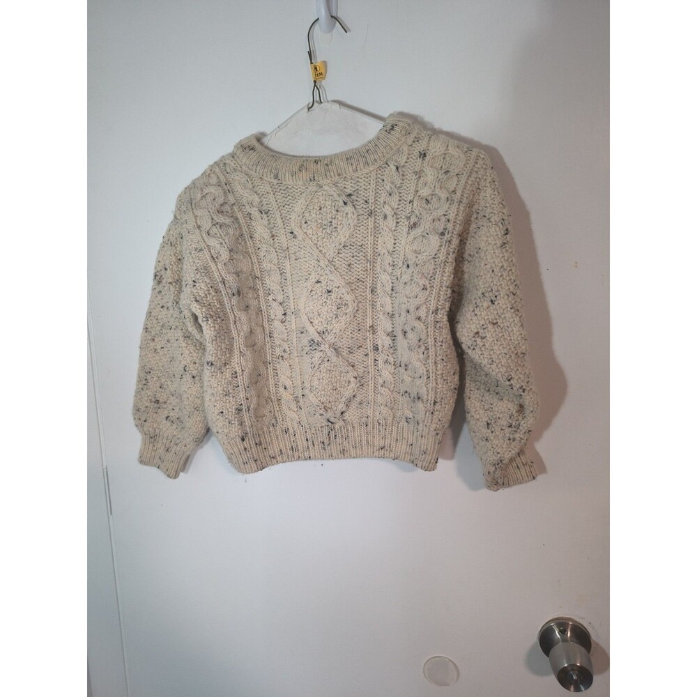 COUNTRY COLLECTION Ivory 100% Pure Wool Children's Crew Sweater, Medium ireland